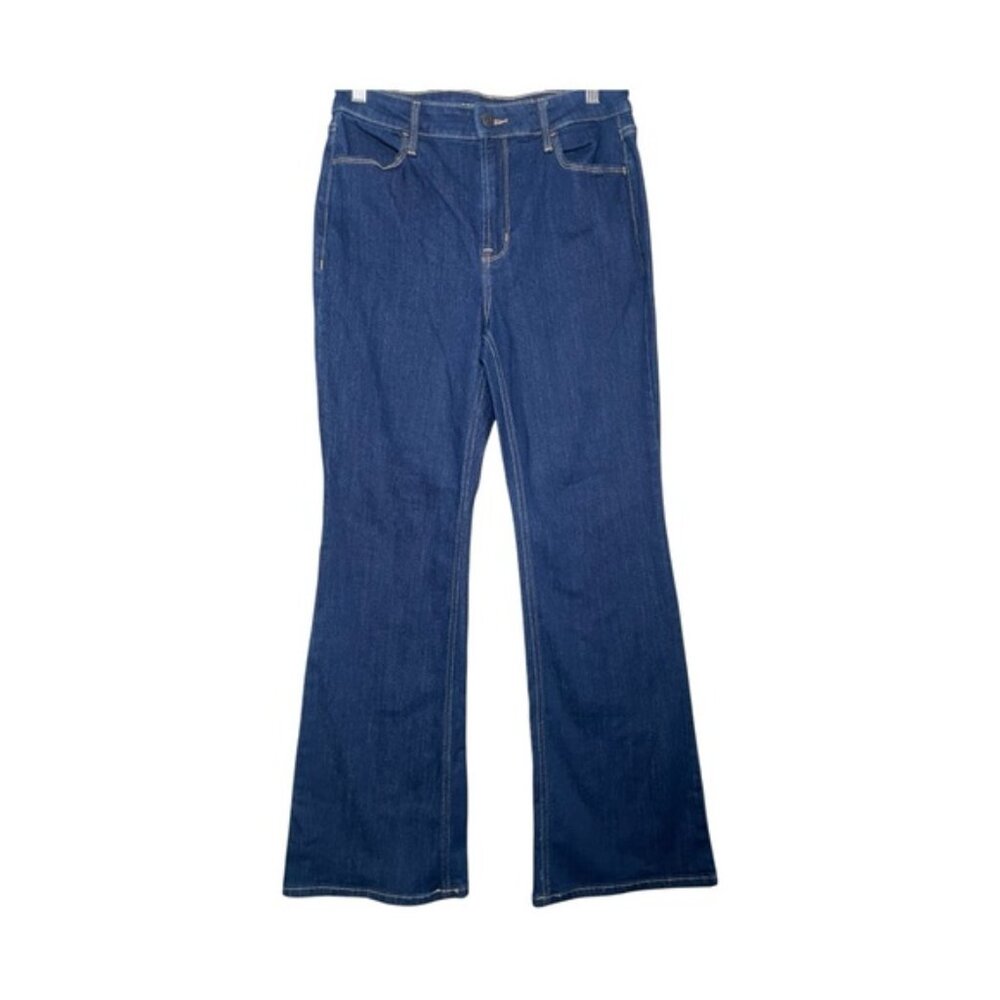 Old Navy 10 Flare Jean Dark Blue Wide Leg Casual Stretch Pant Denim High Rise ON